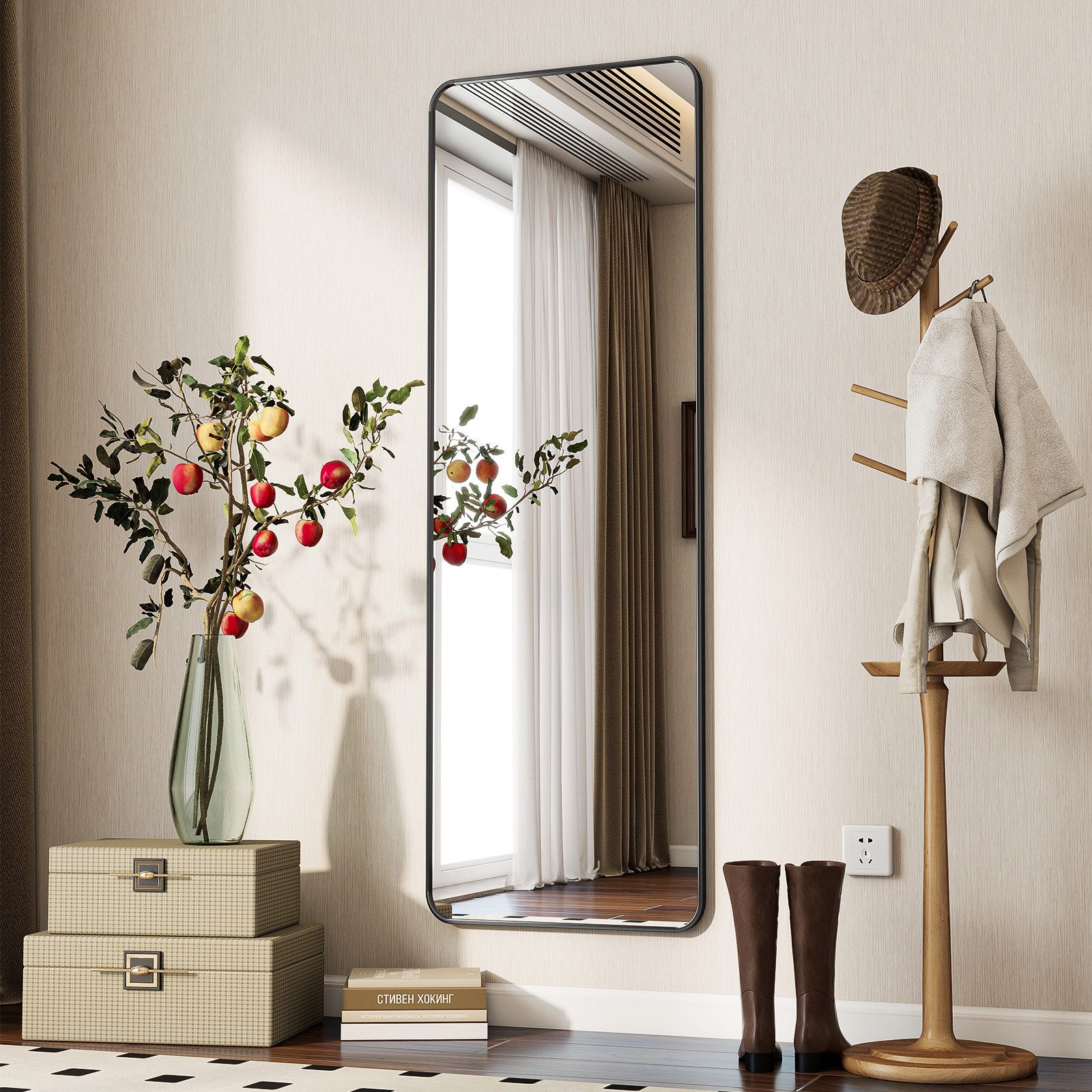 BEAUTYPEAK Standspiegel gerundeter Rechteckspiegel,senkrecht oder waagerech günstig online kaufen