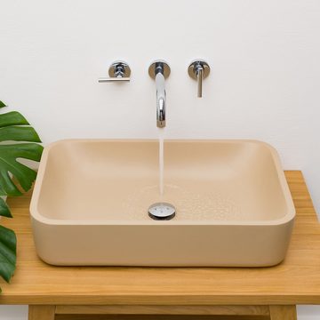 wohnfreuden Aufsatzwaschbecken Terrazzo Waschbecken LUNNA 60 cm karamell-beige (Kein Set), 126461