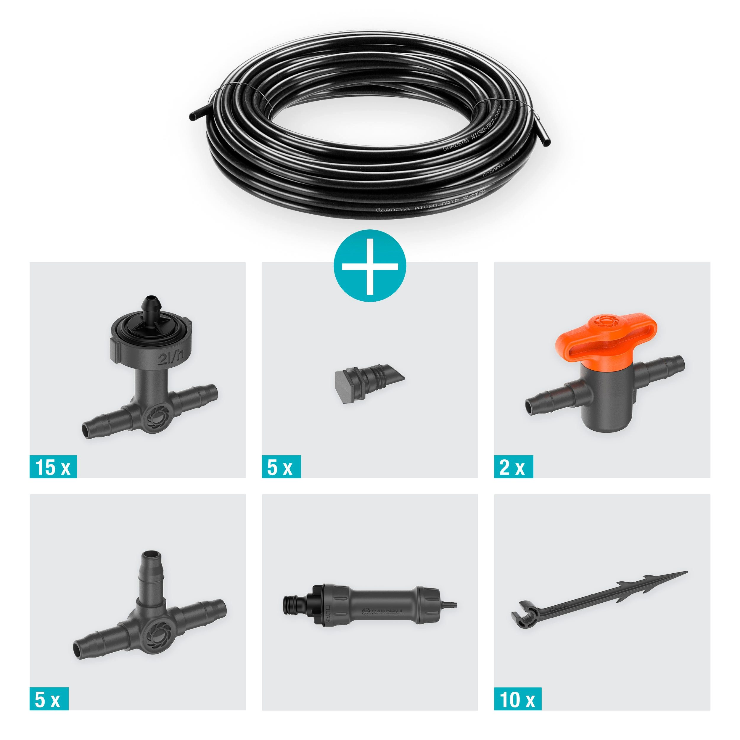 GARDENA Bewässerungssystem Micro-Drip-System Balkon, Starterset, zuverlässige Tropfbewässerung von bis zu 15 Balkonpflanzen