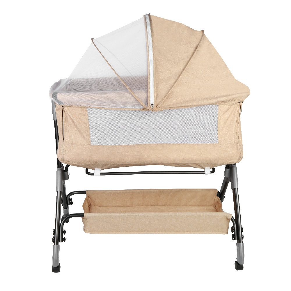 JEOBEST Beistellbett Baby, Grab-and-go Baby Bett mit Matratze & Rädern für Neugeborene, Tragbare Babybett mit 4 verstellbaren Höhen & Matratze – Bild 5 von 5