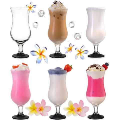 PLATINUX Cocktailglas Cocktailgläser Schwarz, Glas, 400ml (max 470ml) Longdrinkgläser Partygläser Milkshake Hurricane