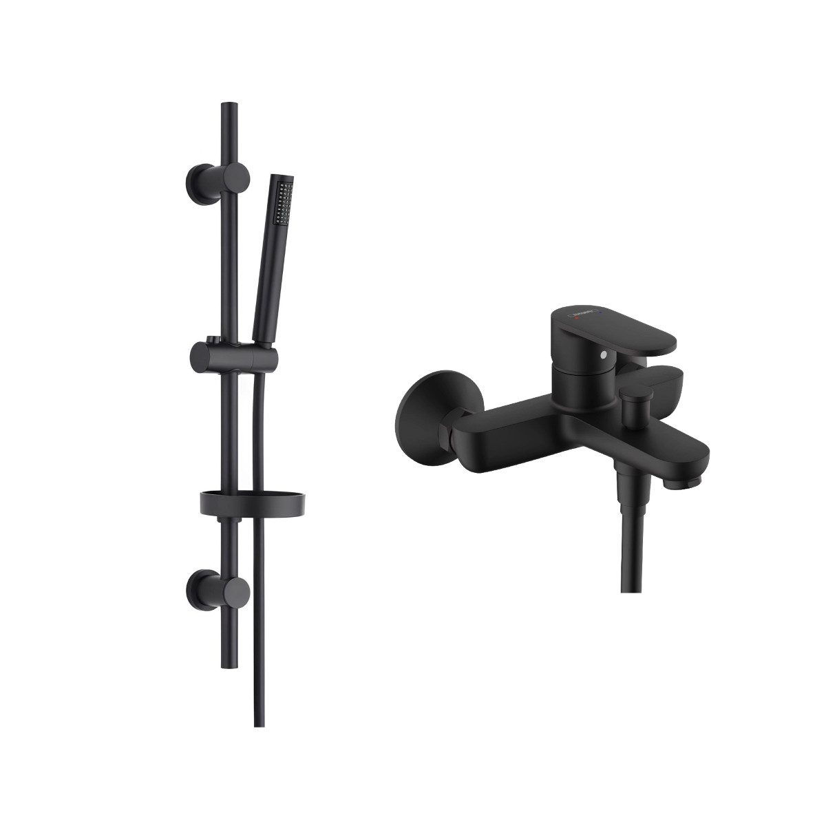 hansgrohe Wannenarmatur Vernis Blend mit Wannenmischer, Handbrause oder Regendusche, Aufputz (Spar-Set) Einhebel Badewannenarmatur, chrom oder schwarz matt