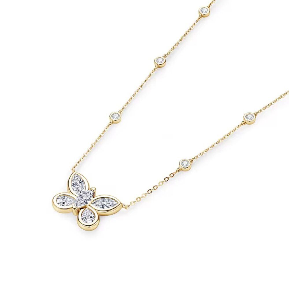 ROUGEMONT Kette mit Anhänger Extravagante Schmetterling Moissanit Halskette günstig online kaufen
