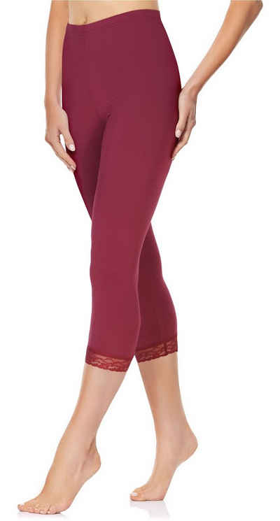 Merry Style Leggings Damen 3/4 Capri Leggings aus Baumwolle mit Spitze MS10-224 (1-tlg) elastischer Bund