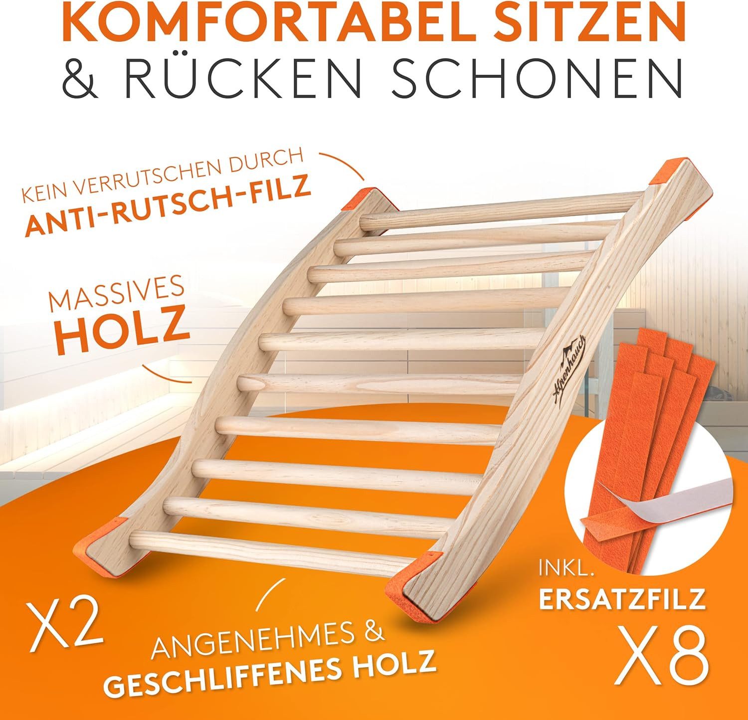 Alpenhauch Sauna-Rückenlehne - Ergonomische S-Form Rückenstütze günstig online kaufen