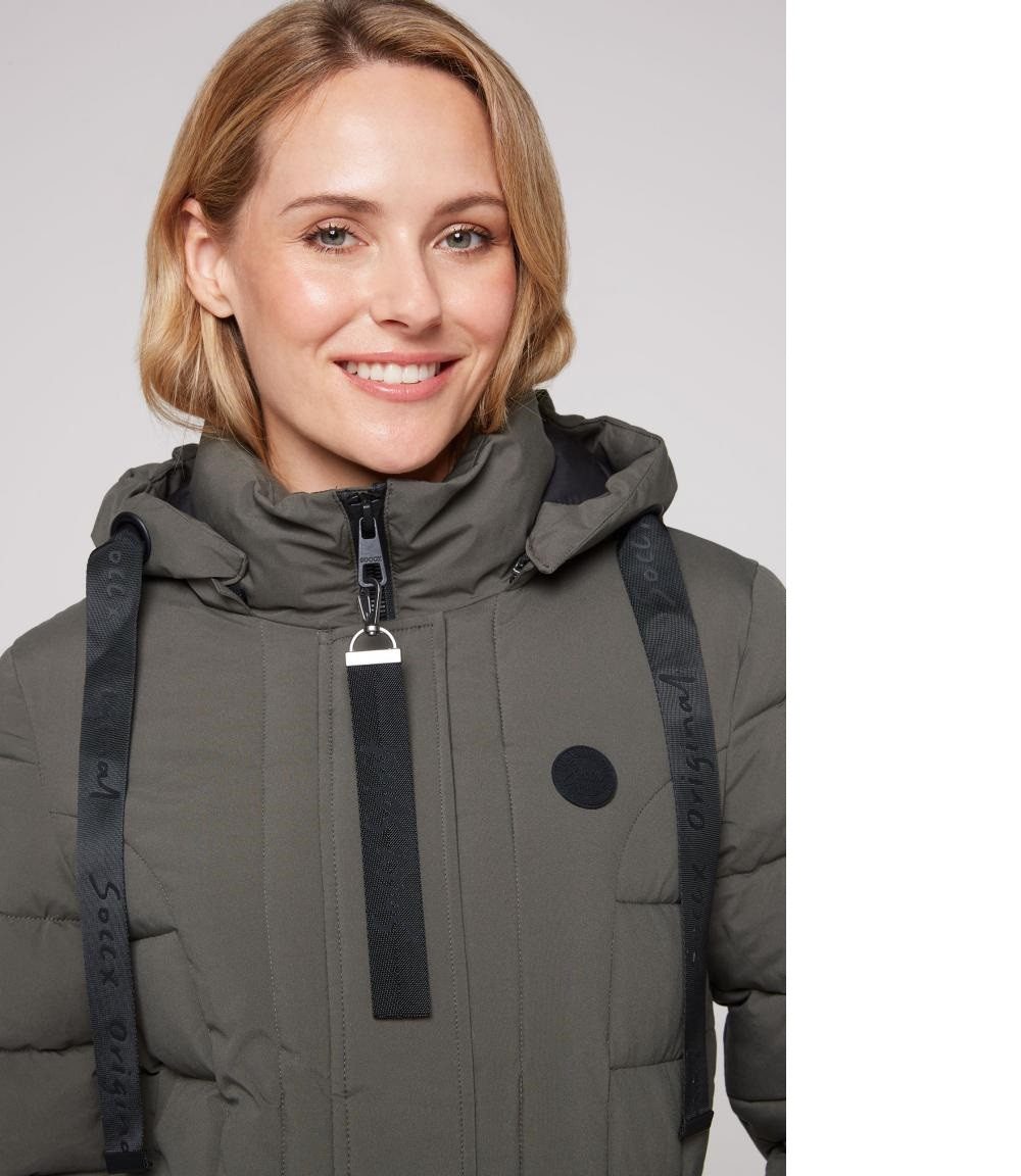 SOCCX Steppjacke Puffer-Jacke mit abtrennbarer Kapuze olive mit abnehmbarer Kapuze