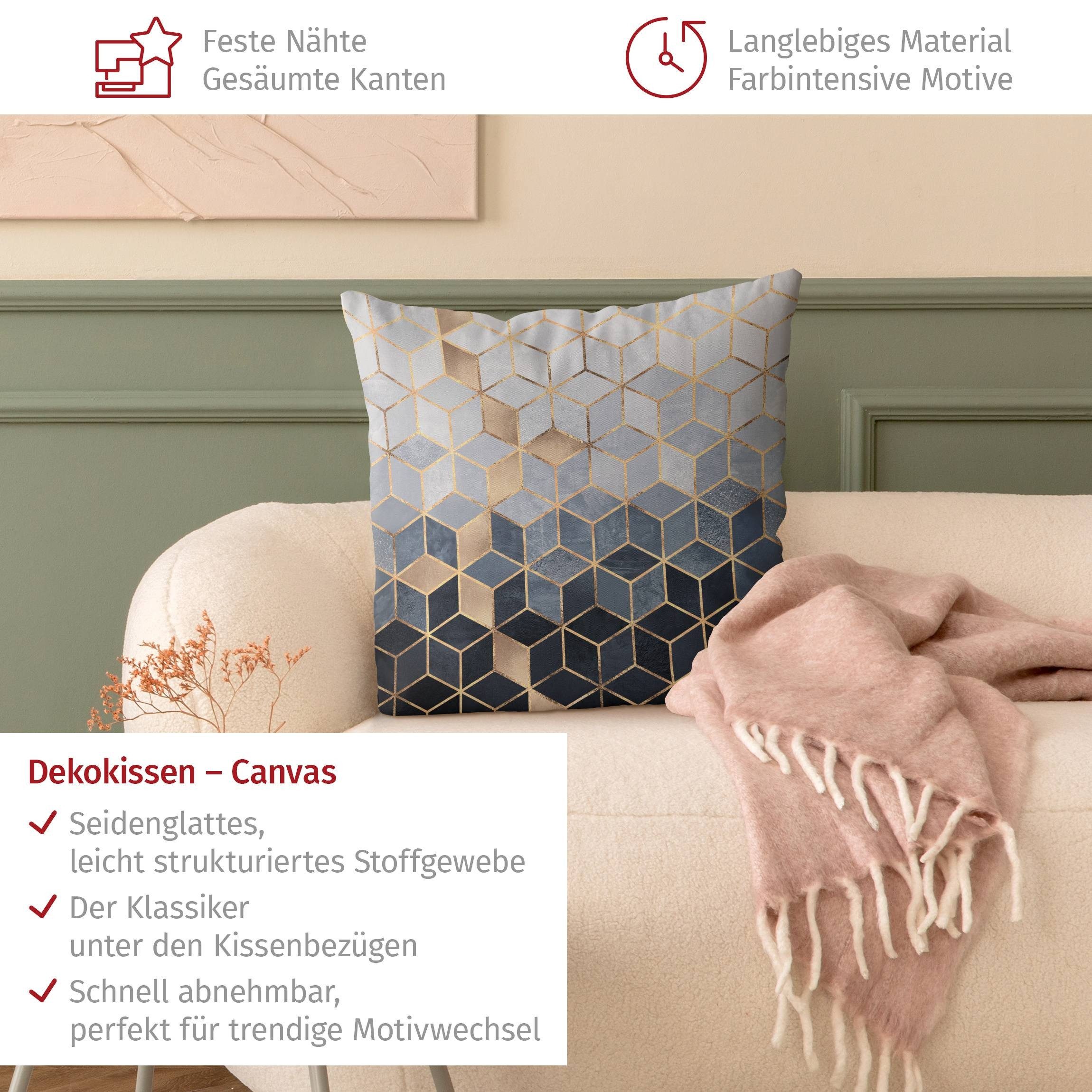 Bilderdepot24 Dekokissen drinnen Kissenhülle/ Sofakissen/ Zierkissen Kissenhülle gold Muster Ab, Bezug Aquarell mit / ohne Füllung Zierkissen Outdoor Sofa Bett