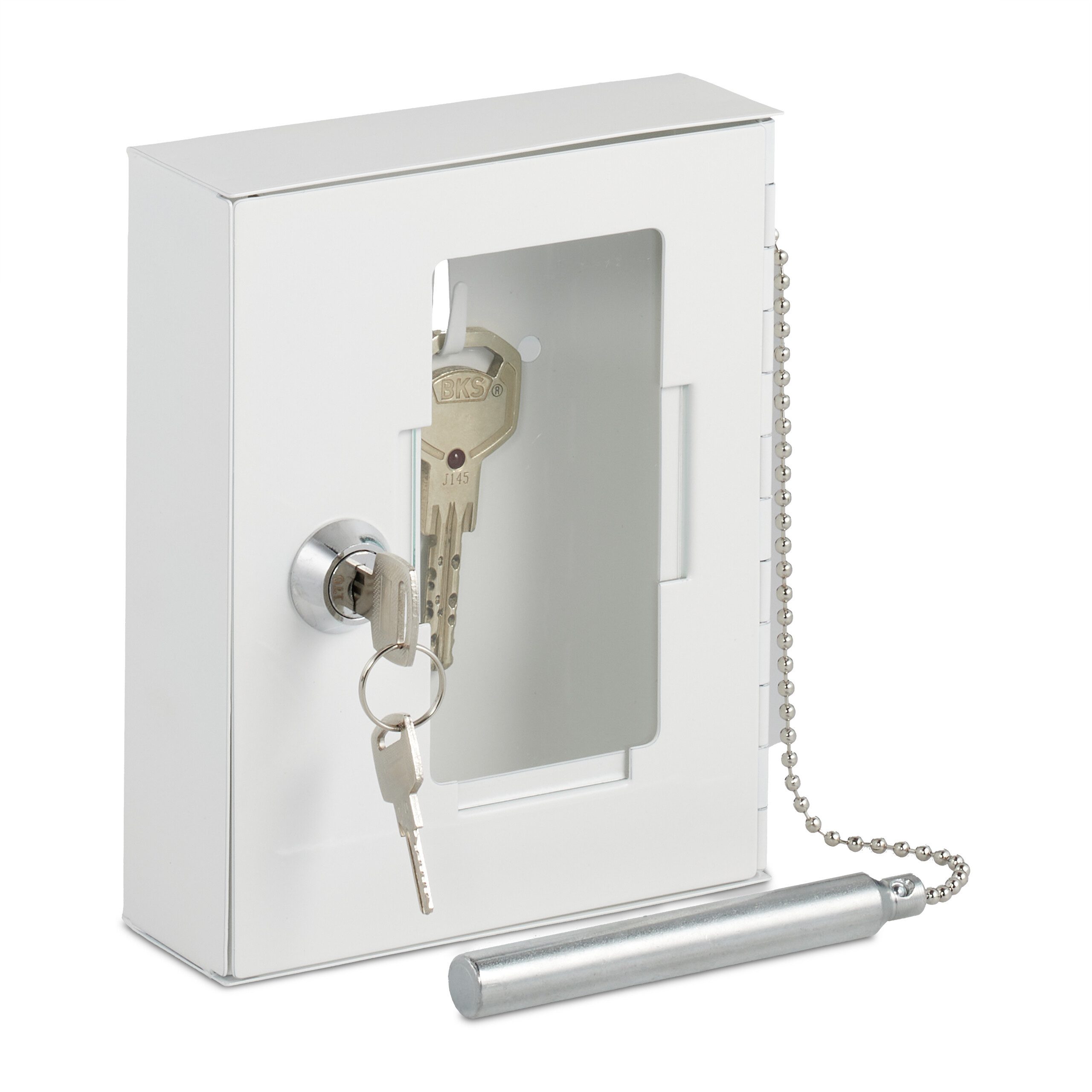 relaxdays Schlüsseltresor Notschlüsselkasten mit Klöppel