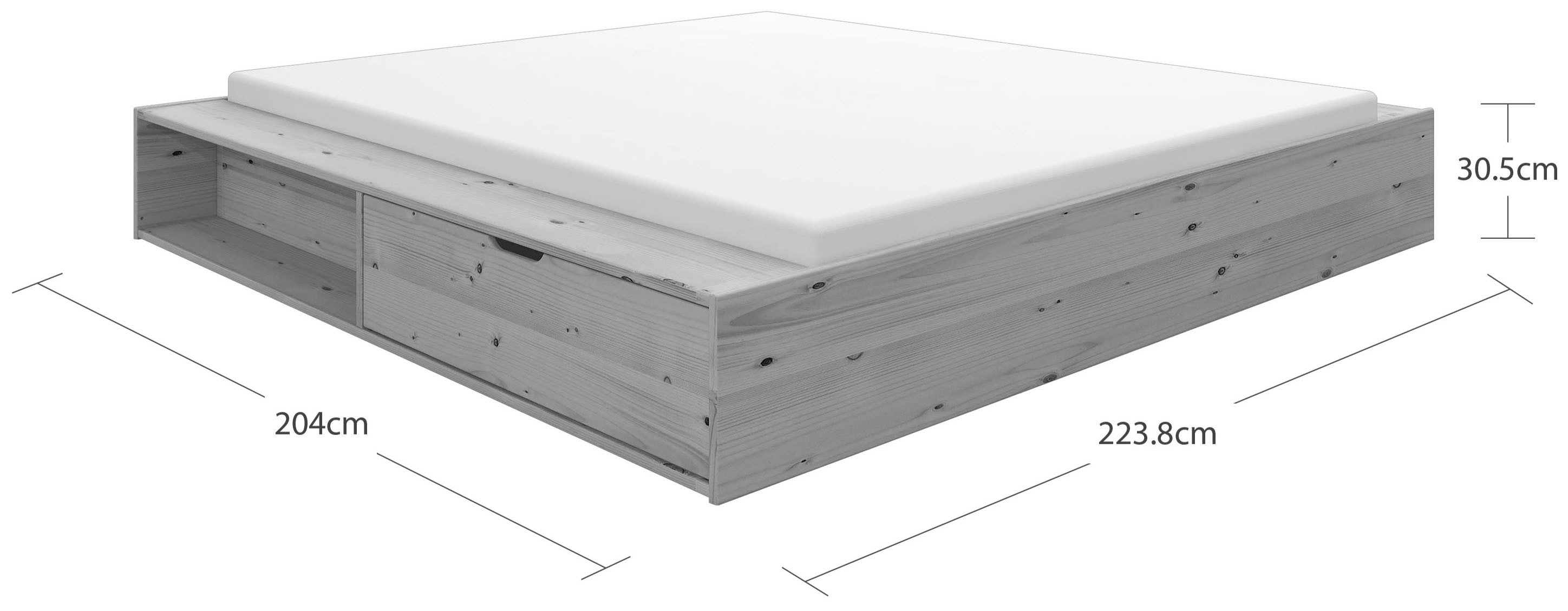 OTTO home Massivholzbett Erno, Stauraumbett Futonbett, 275KG belastbar (Breite/ Belastbarkeit: 120cm/275 KG, 180cm/275 KG), mit Lattenrost, FSC® zertifiziert, viel Stauraum + Ablagen