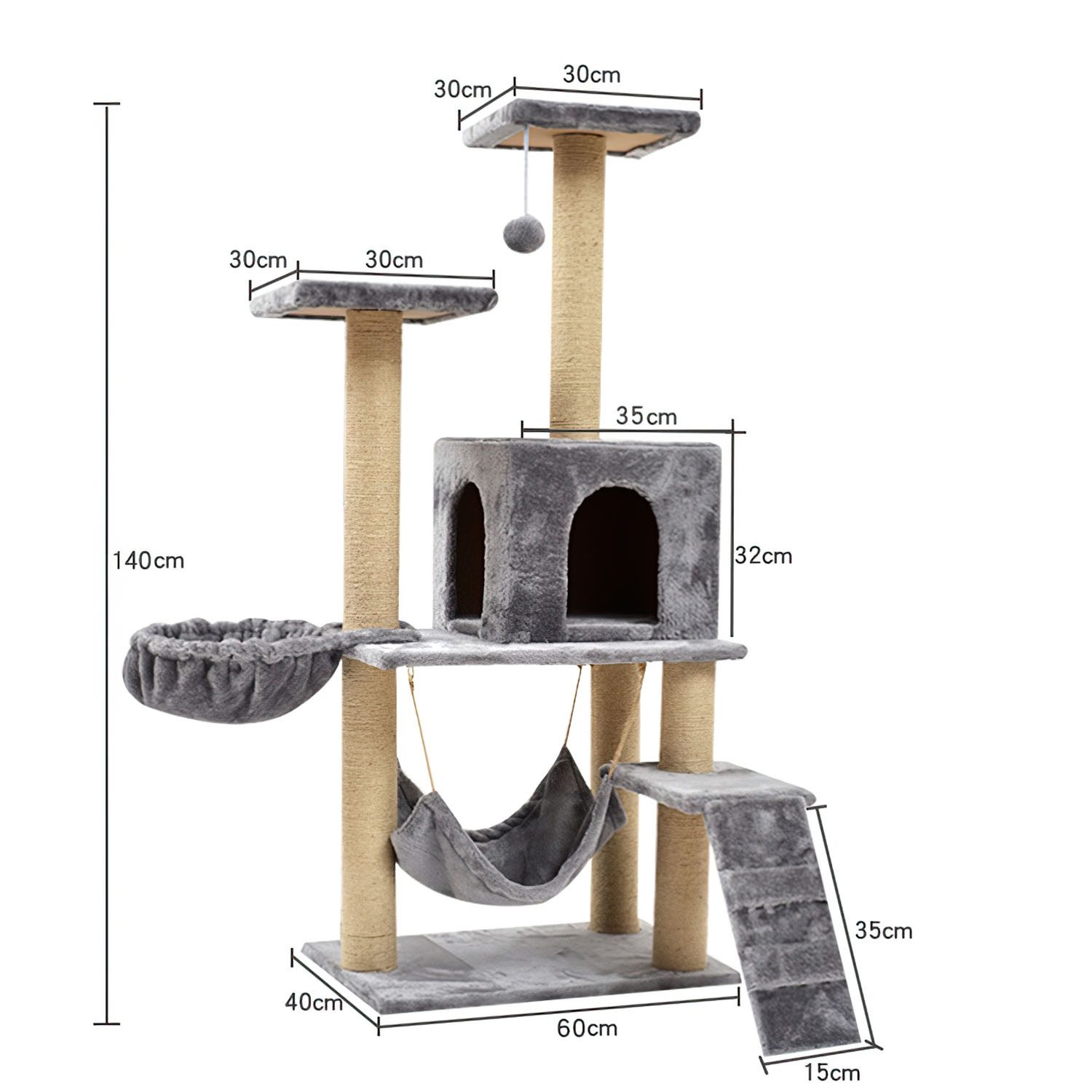 Refined Living Kratzbaum Katzenkratzbaum mit Hängematte günstig online kaufen