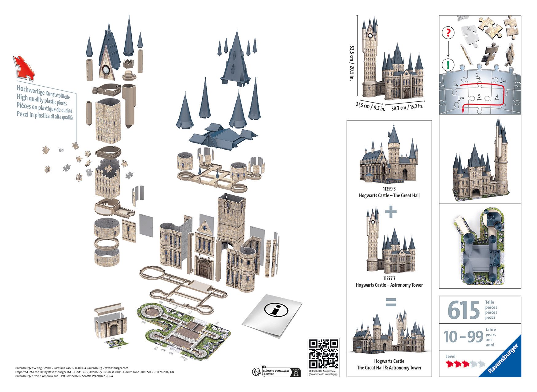 Ravensburger Verlag GmbH 3D-Puzzle Ravensburger, Harry Potter Astronomieturm, 615 Teile 3D Puzzle, 615 Puzzleteile