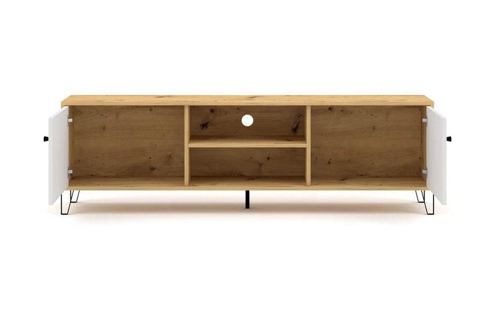 und Lowboard Schrank Eiche TV Fernsehtisch DB-Möbel Sideboard Weiß TV-Schrank 183cm