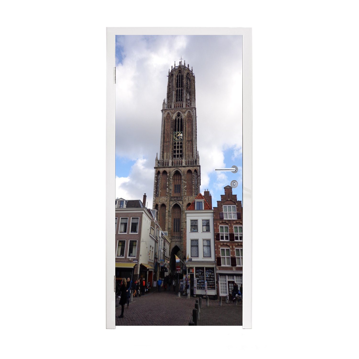 MuchoWow Türtapete Utrecht - Domturm - Wolken, Matt, bedruckt, (1 St), Fototapete für Tür, Türaufkleber, 75x205 cm