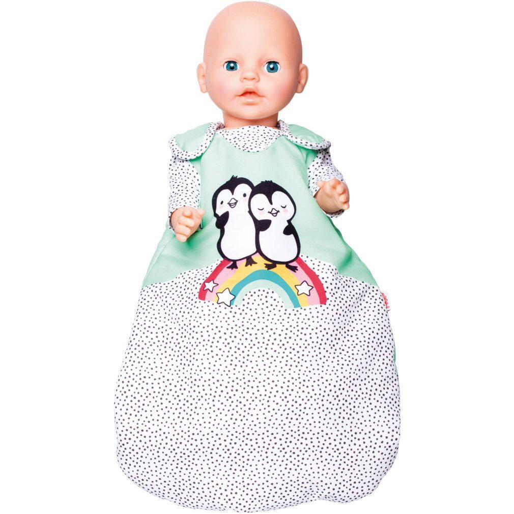 Heless Puppenhausmöbel Puppen Schlafsack Pinguin Pünktchen, Gr. 35 45 cm
