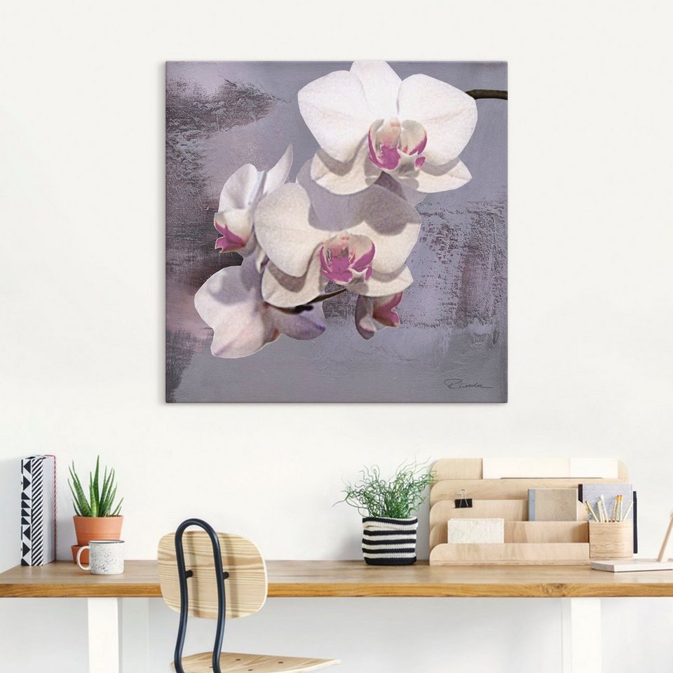 Artland Wandbild Orchideen vor Violett II, Blumen (1 St), als Alubild,  Leinwandbild, Wandaufkleber oder Poster in versch. Größen