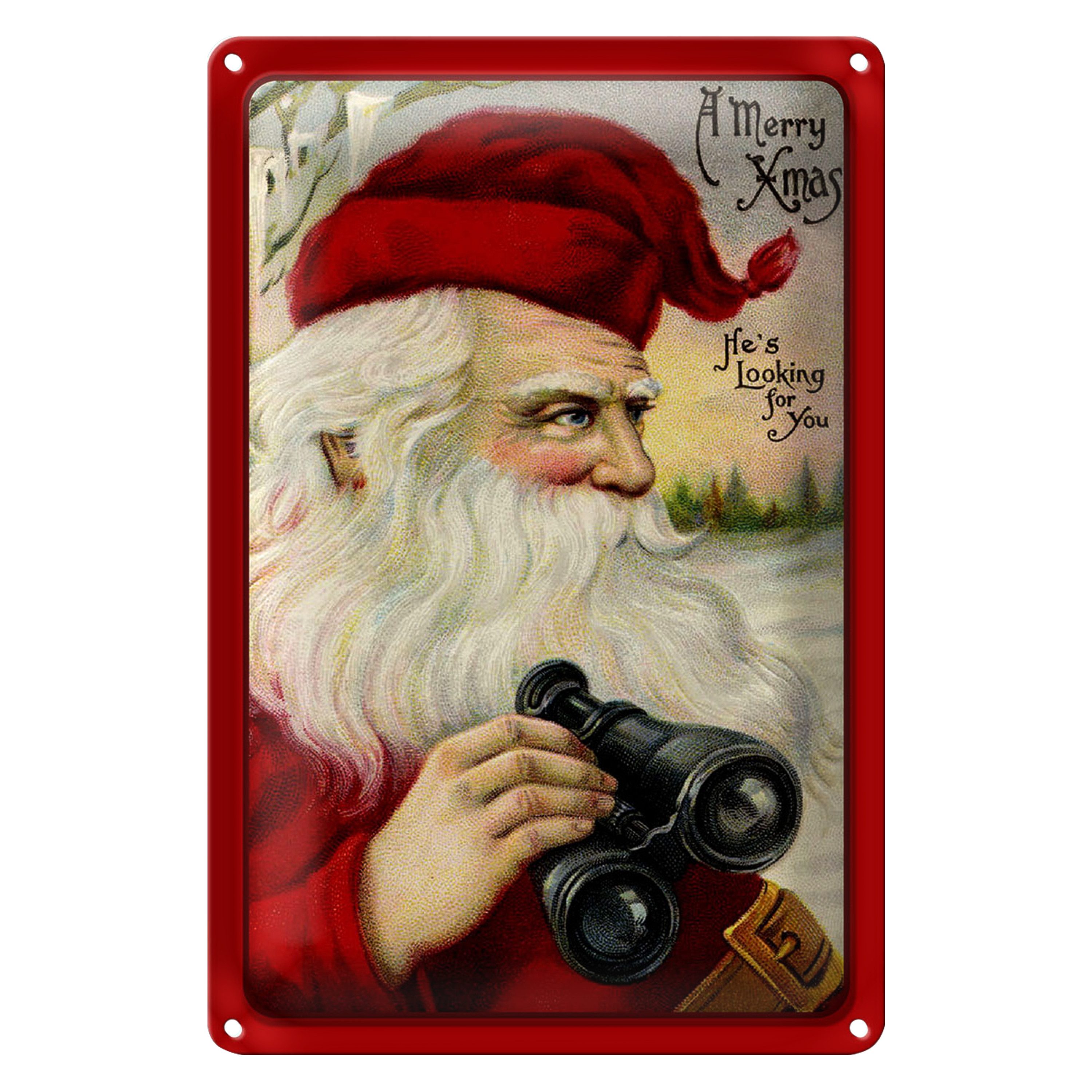 Roomando Metallschild Blechschild Weihnachten Schnee Winter Santa Claus 20x30cm