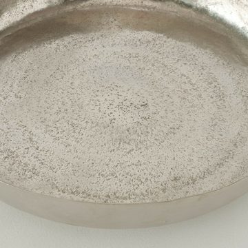 Meinposten Dekoschale Große Schale silber Metall Dekoschale Deko Tischdeko maritim Seepferdchen Ø 40cm (1 St), mit 3 Seepferdchen als Standfüße