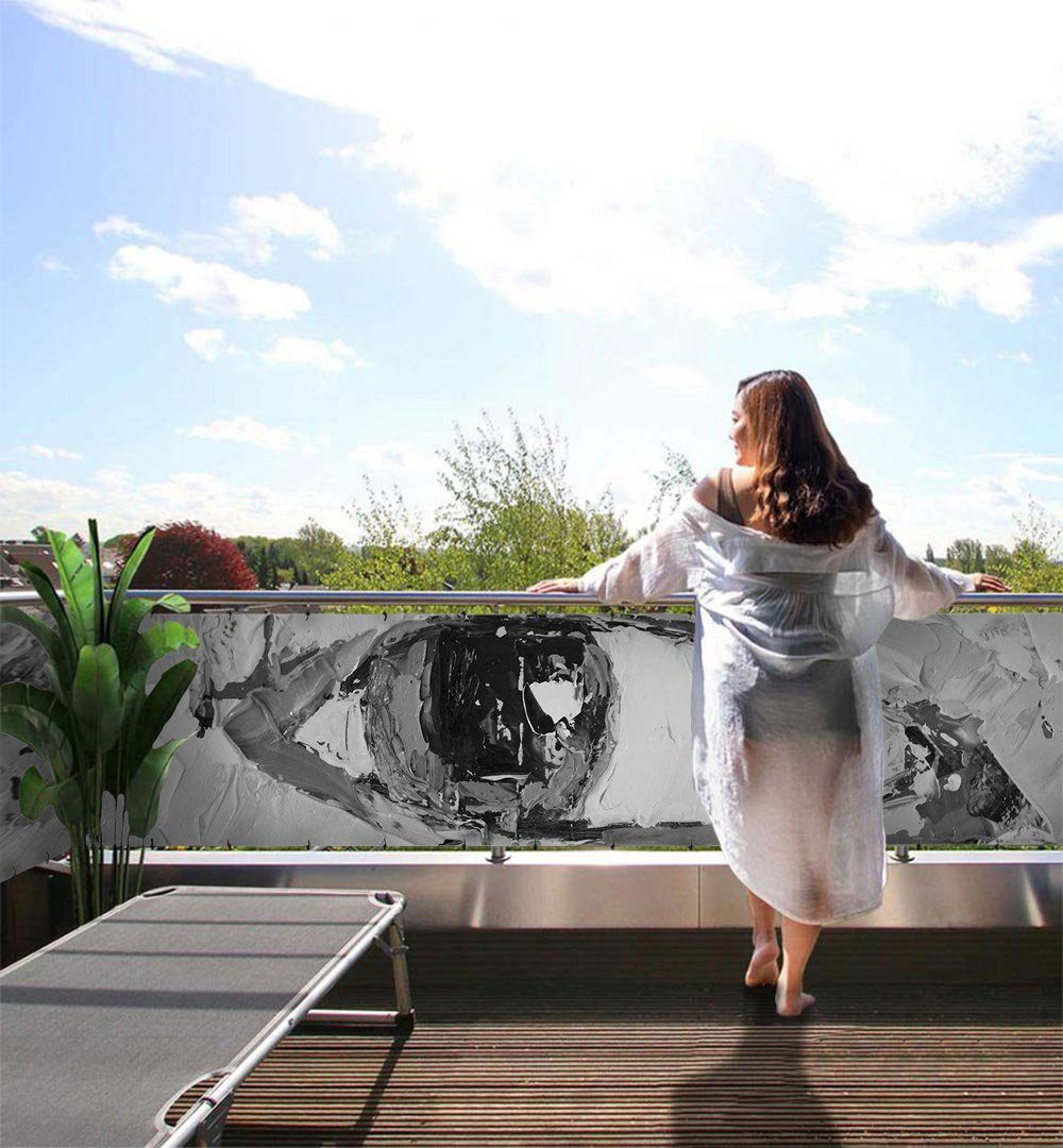 MyMaxxi Sichtschutzelement Balkonbanner Gemälde Augen grau Balkon Sichtschutz Garten