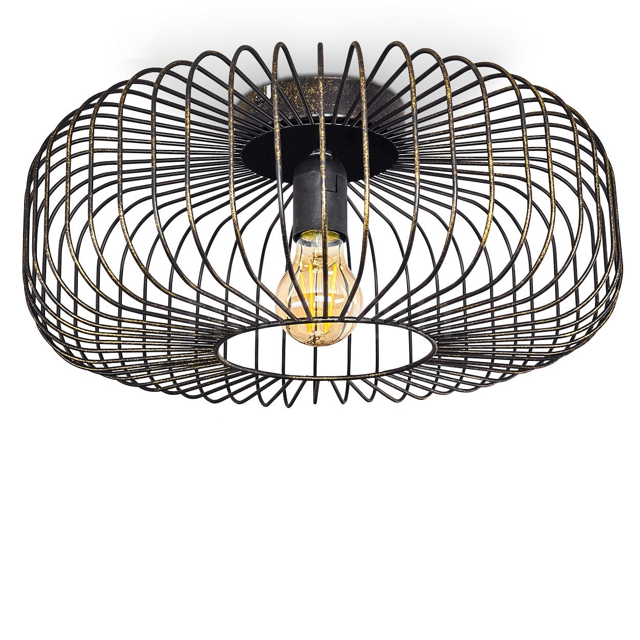 hofstein Deckenleuchte »Pieris« runde Deckenlampe aus Metall in Schwarz/Gol günstig online kaufen