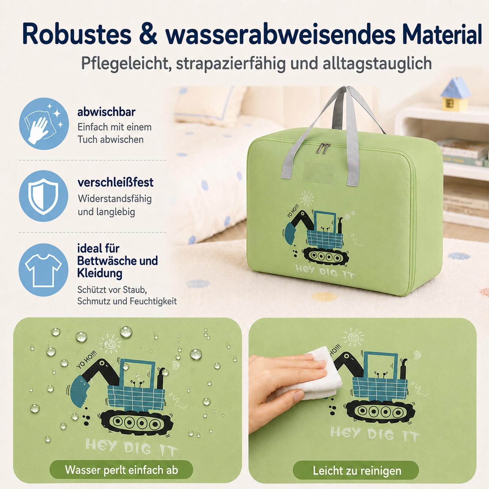 VERCO Reisetasche Kinder Gepäcktasche faltbar für Klassenfahrt (1-tlg), Faltbare Aufbewahrungstasche Kinderzimmer Camping Urlaub