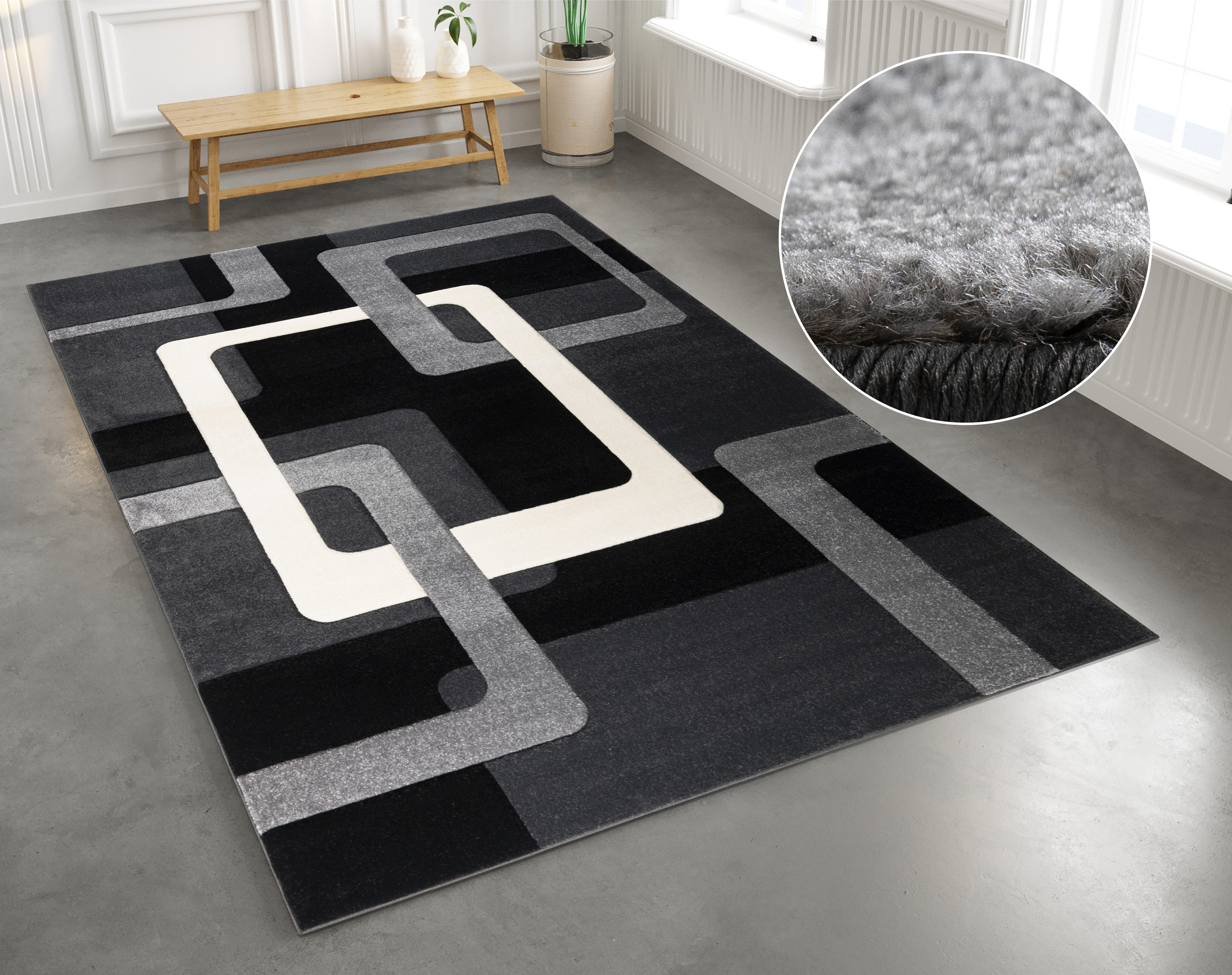 OTTO home Teppich Maxim, rechteckig, Höhe: 13 mm, Hoch-Tief-Effekt, Kurzflor, 3D-Design, Kundenliebling