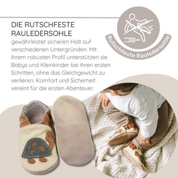 HOBEA-Germany Krabbelschuhe Maus mit Elefant Herz gelb 20/21 (12 - 18 Monate) Krabbelschuh