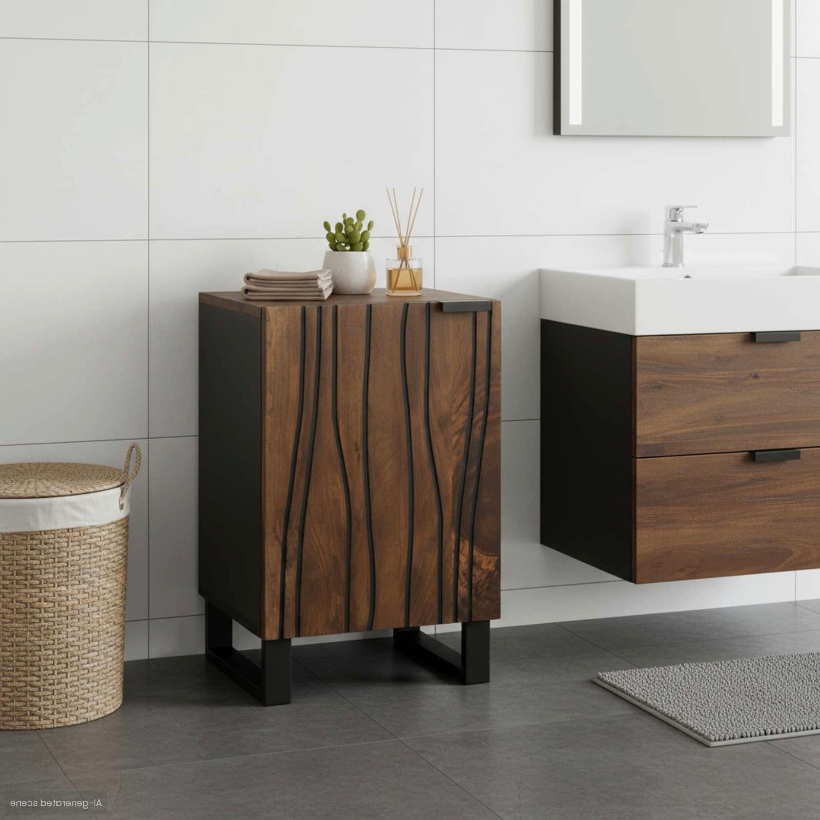 vidaXL Badezimmerspiegelschrank Waschbeckenschrank Walnuss 38 x 33,5 x 58 cm Holzwerkstoff (1-St)