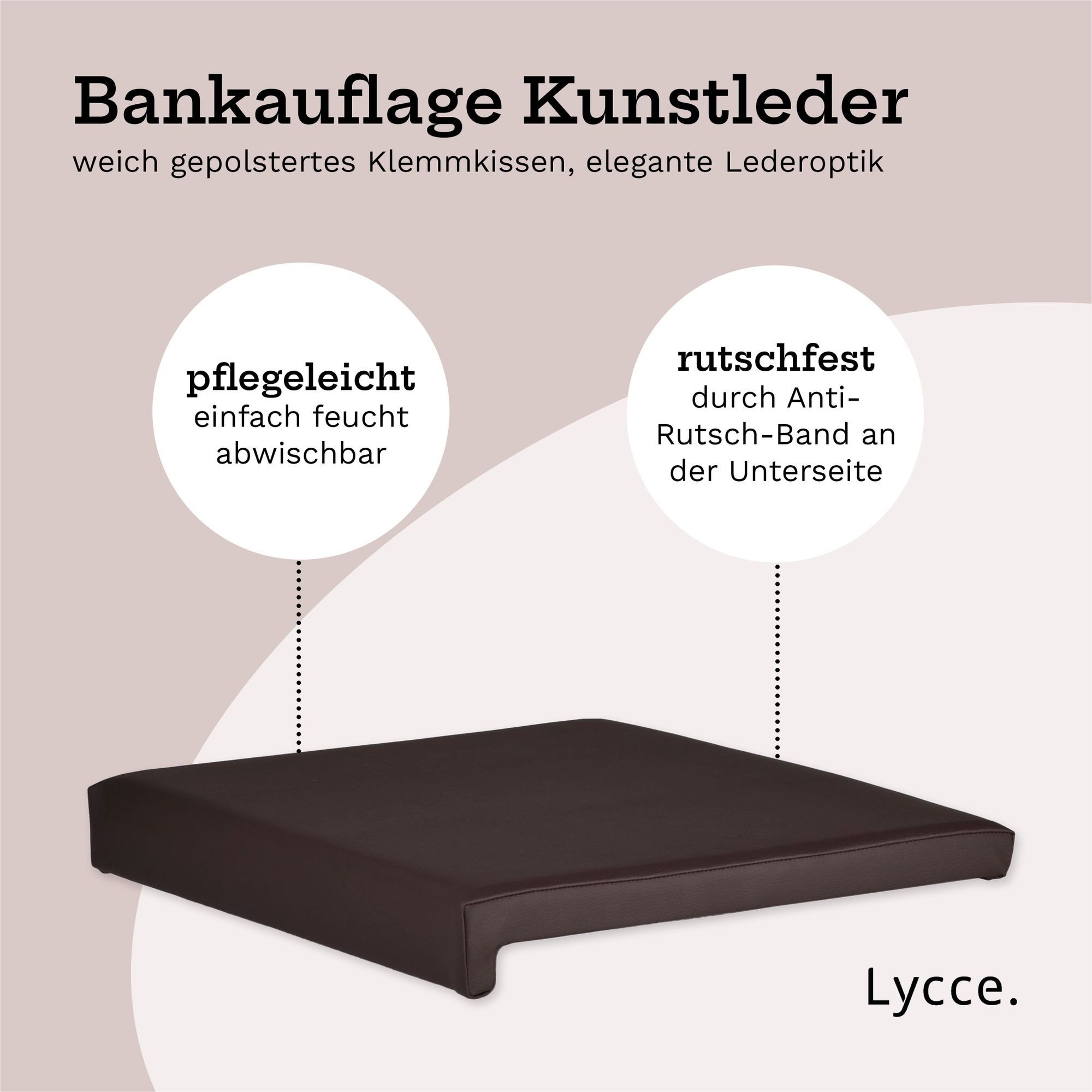 Lycce Bankauflage Klemmkissen, Sitzkissen 1 Leiste, 35cm Klemmtiefe, weich gepolstert, (1 St), verrutscht nicht, hochwertiger Kunstlederbezug, verschiedene Farben