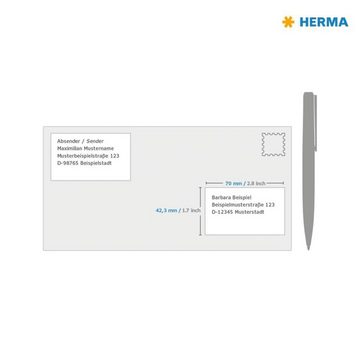 HERMA Etiketten Etiketten PREMIUM Permanent Haftend A4 70x42,3 mm 100 Blätter