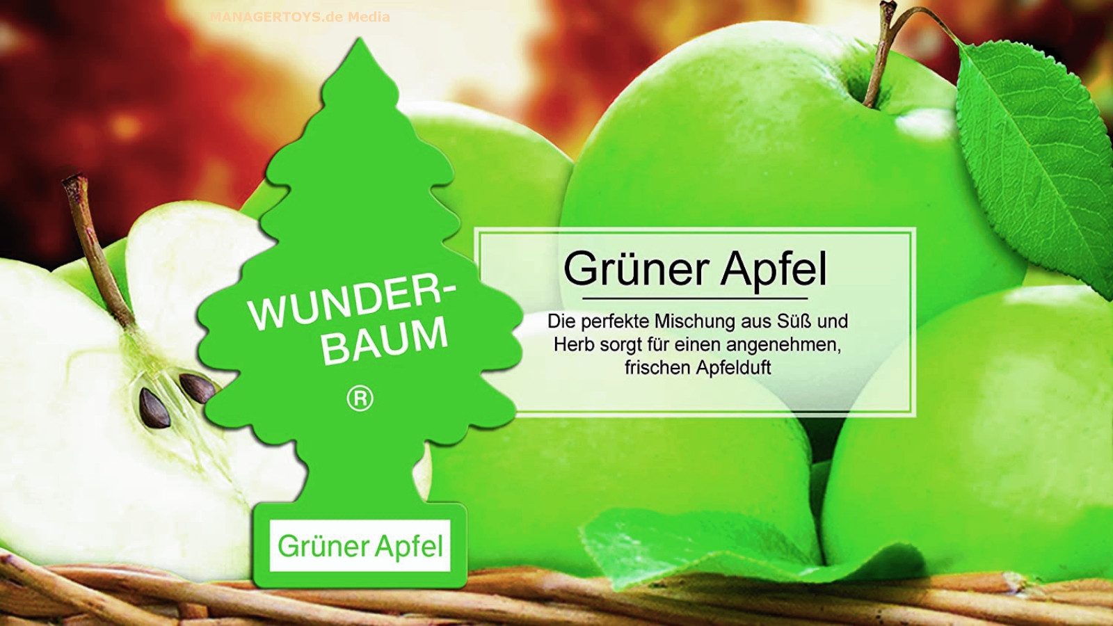 Wunder-Baum Raumduft Green Apple Duftbaum 4 x Wunderbaum Lufterfrischer Vier Apfel
