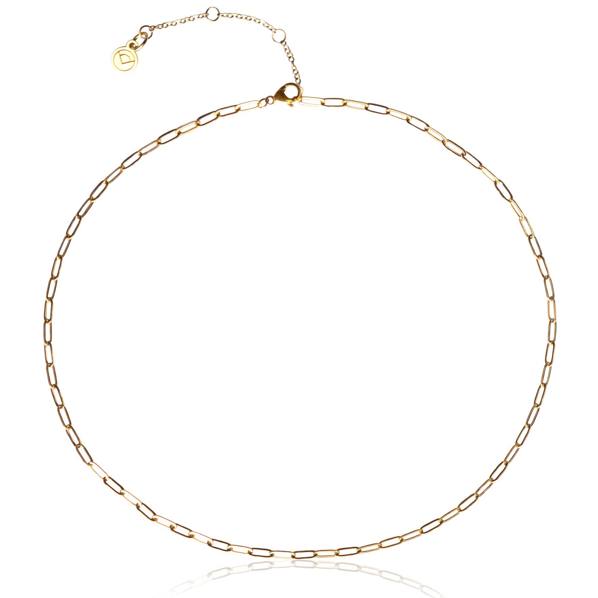 ALEXASCHA Gliederkette Kurze Kette wasserfest • filigraner Choker verstellbar • 18k vergoldet
