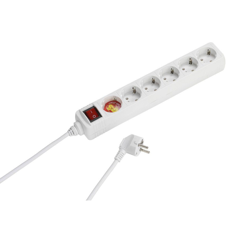Vivanco ES6 W15 6-fach Steckdosenleiste mit Schalter, weiss (63783) Steckdosenleiste