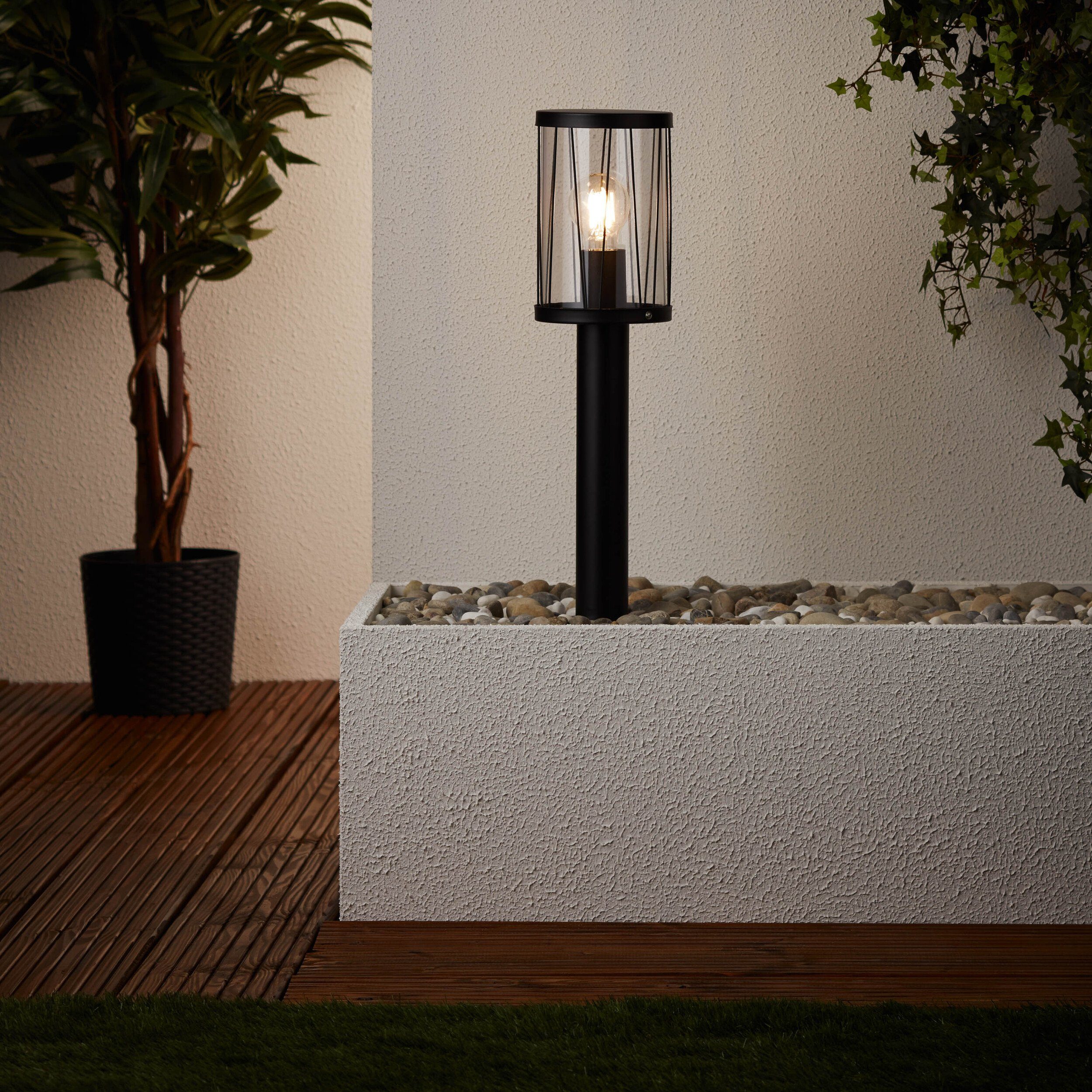 Lightbox Außen-Stehlampe, ohne Leuchtmittel, Außen Sockellampe, 50 cm Höhe, Ø 13 cm, E27, max. 40 W, IP44