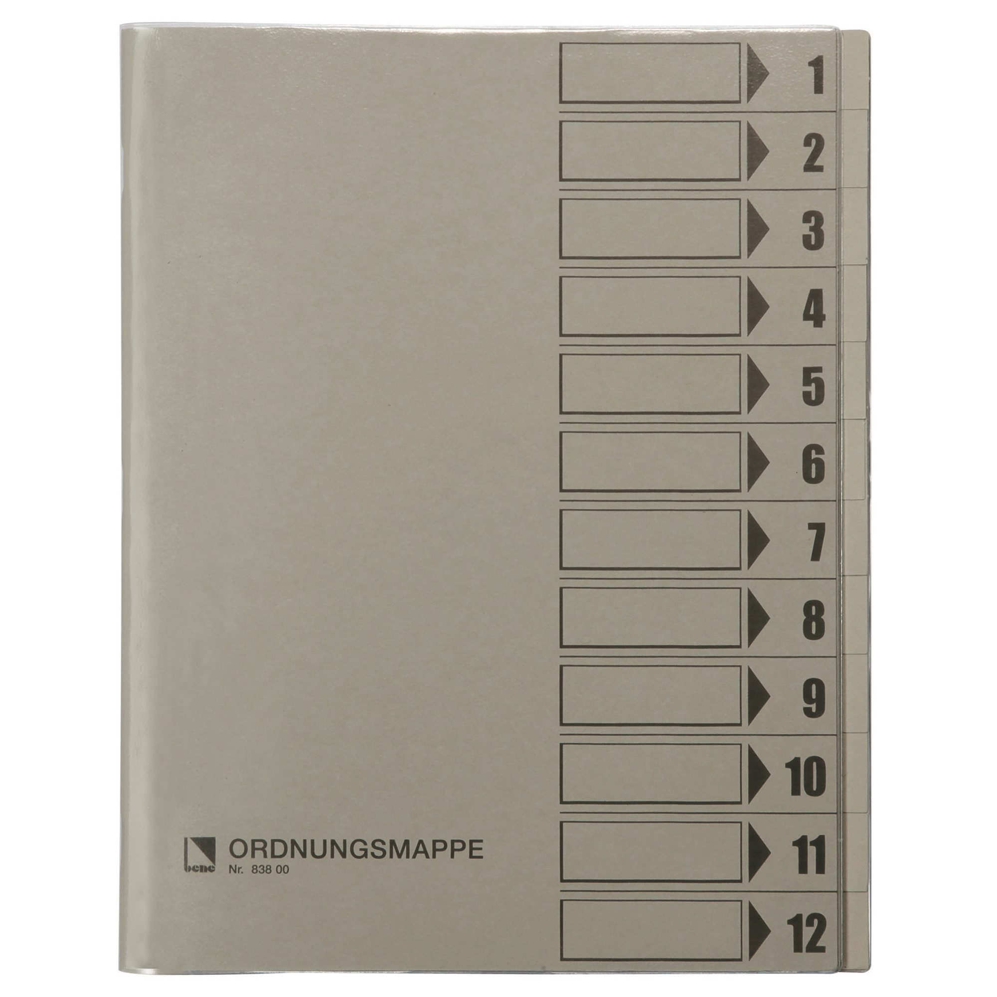 Organisationsmappe Ordnungsmappe 83800GR DIN A4 12 Fächer grau