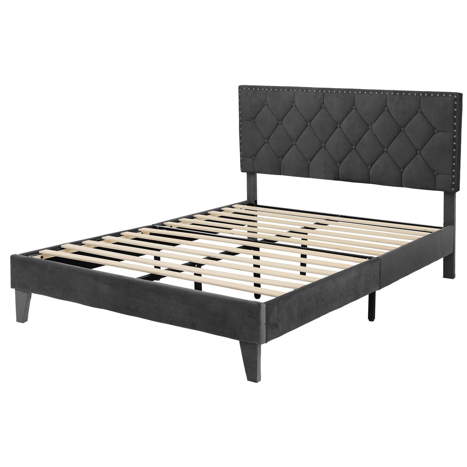 COSTWAY Polsterbett Doppelbett, mit Lattenrost & Kopfteil, 140 x 200 cm, oh günstig online kaufen