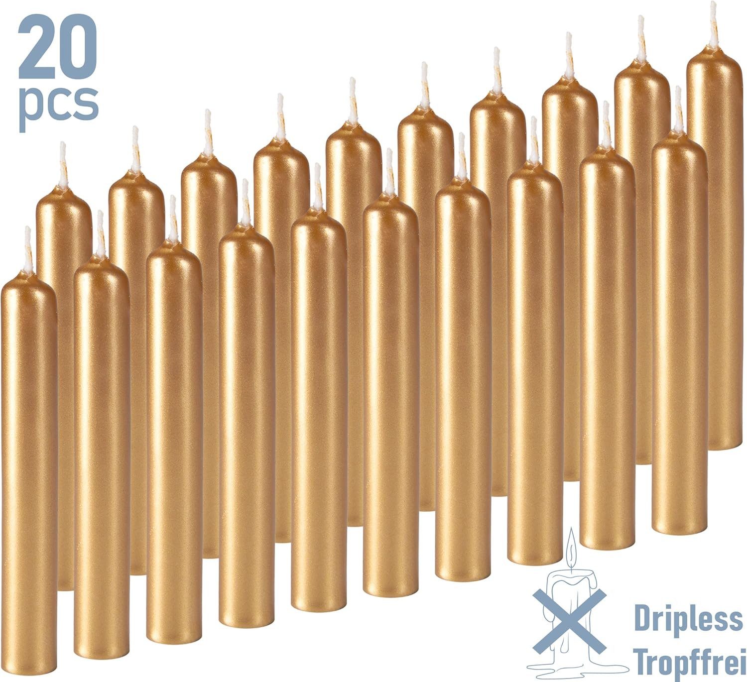 BRUBAKER Spitzkerze 20er Pack Geburtstagskerzen 9,5 cm - Geburtstag Spitzkerzen (für Geburtstag, Magie, Rituale, 20-tlg., oder Partydekoration), Dekokerzen mit 1,25 cm Durchmesser - Stabkerzen Leuchterkerzen