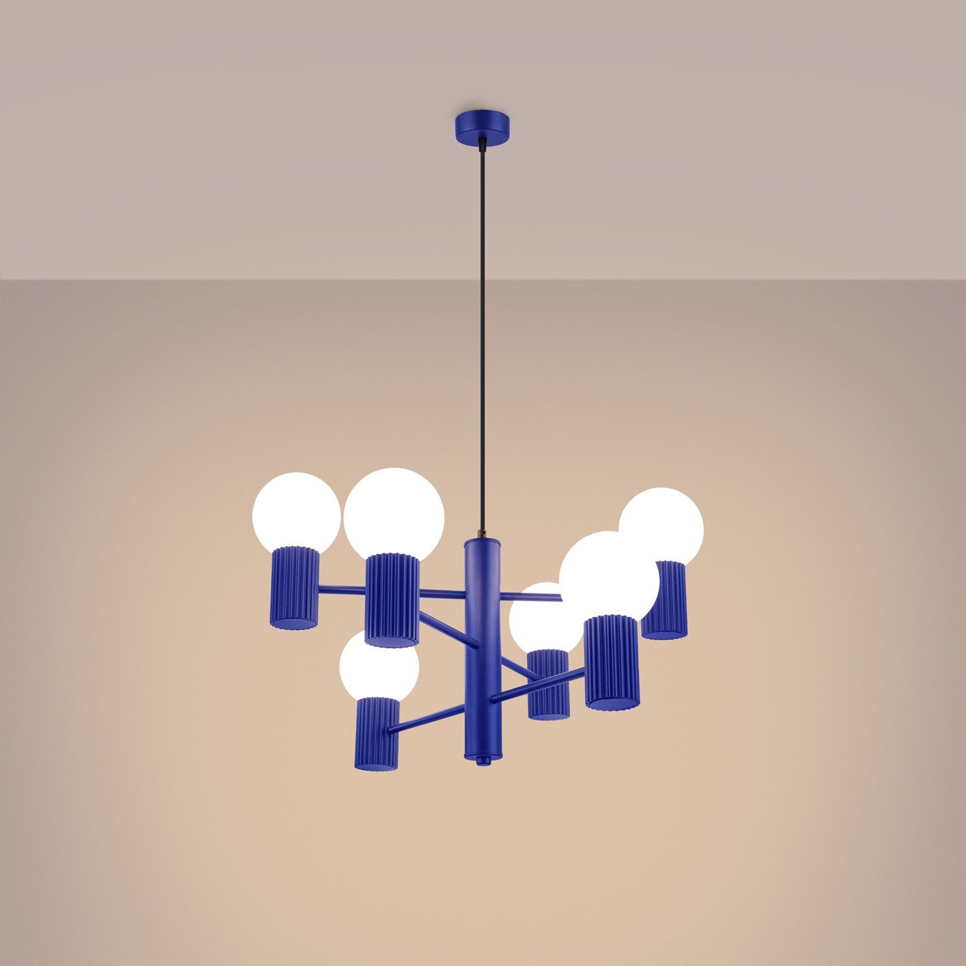 SOLLUX lighting Kronleuchter Kronleuchter Halo 6 Ultramarin, Nicht enthalten