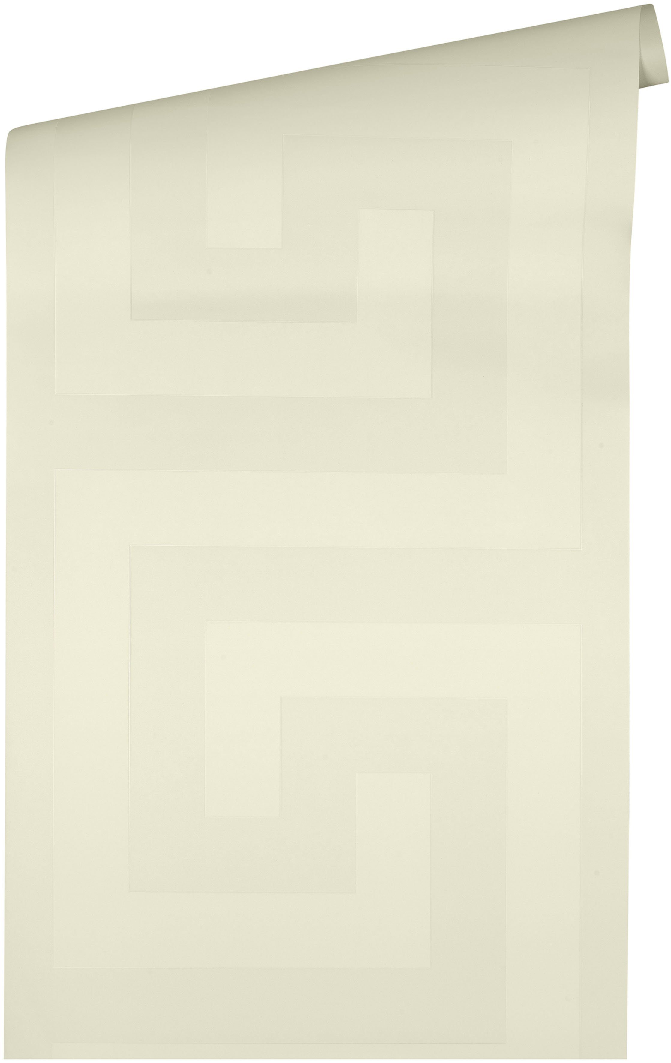 (1 metallic, strukturiert, Vliestapete Wallpaper Designertapete glänzend, Mäander, weiß Versace St), 5 leicht Versace