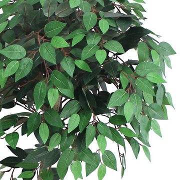 Kunstbaum Ficus Benjamin Kunstpflanze Künstliche Pflanze mit Echtholz 160 cm, Decovego