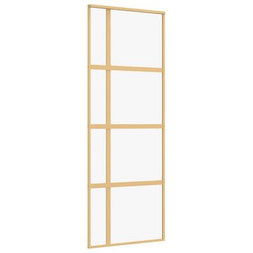 vidaXL Zimmertür Schiebetür Golden 76x205 cm ESG-Klarglas und Aluminium Zimmertür Innen