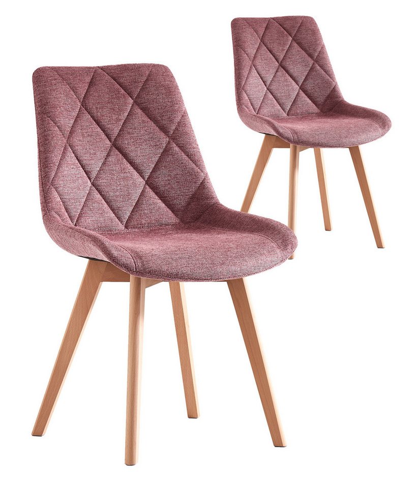 B&D home 4-Fußstuhl TANIA, Esszimmer Stühle, Polsterstühle, Küchenstühle (Set, 2 St), gepolstert, Stuhlbeine aus Metall oder Massivholz wählbar
