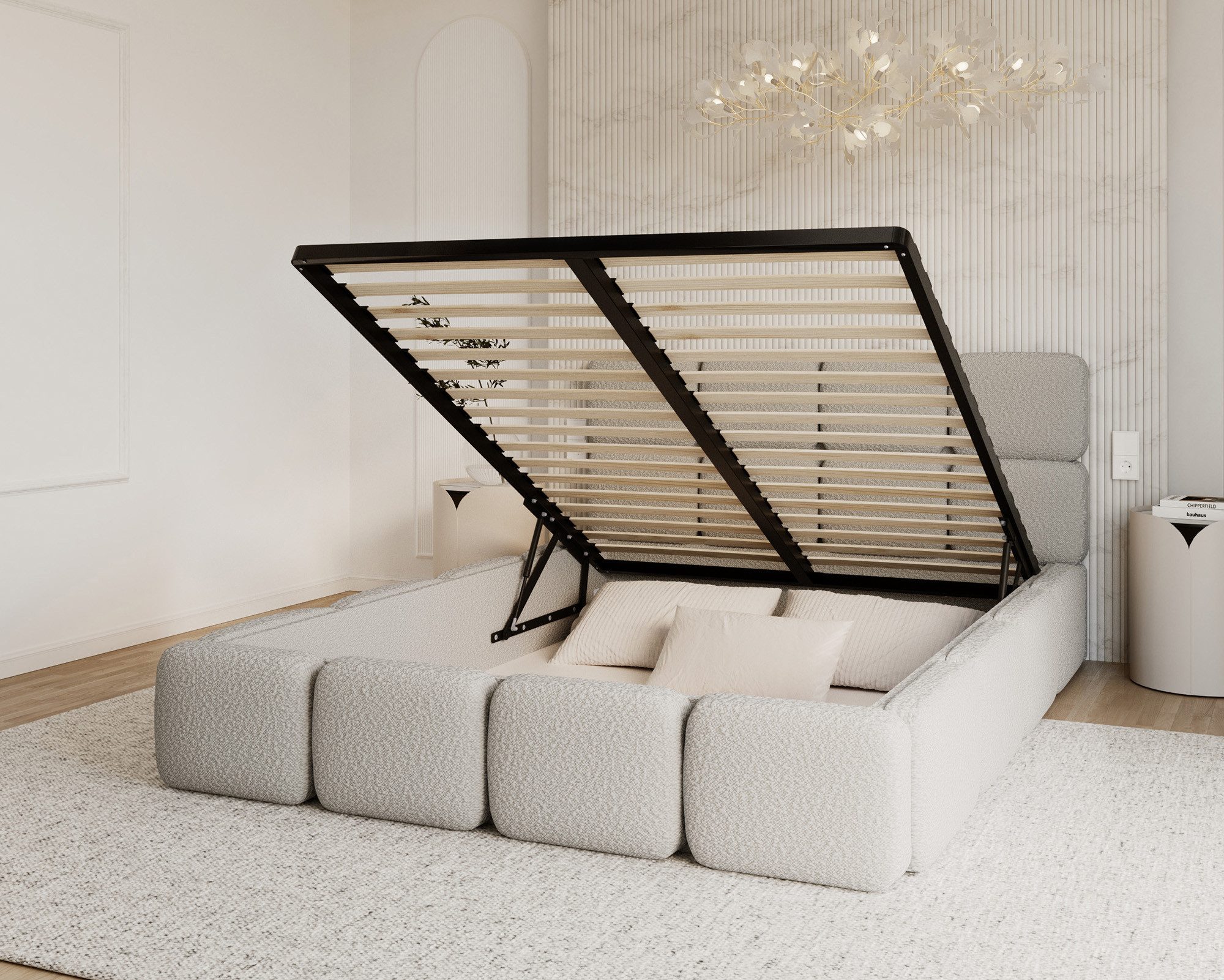 thematys Polsterbett Bett Stauraumbett Bezug Cleo / Bouclé 140x200, 160x200 günstig online kaufen