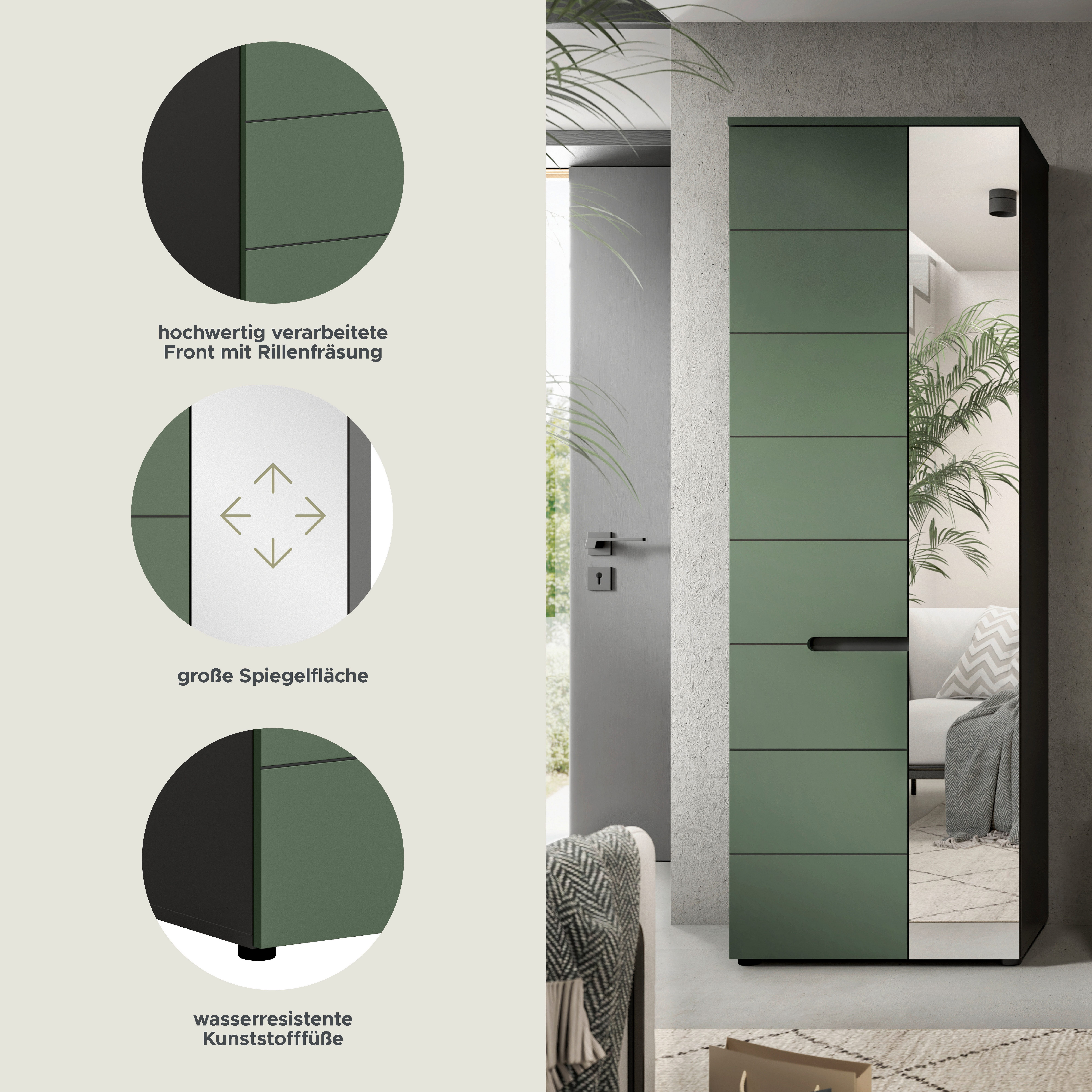 Home affaire Garderobenschrank REHAT, TOPSELLER!, Höhe 190cm, 2 Türen, 6 Fächer, 1 Kleiderstange (1-St., in verschiedenen Farben erhältlich) Garderobe, Flurschrank, Dielenschrank, Kleiderschrank, Garderobenmöbel