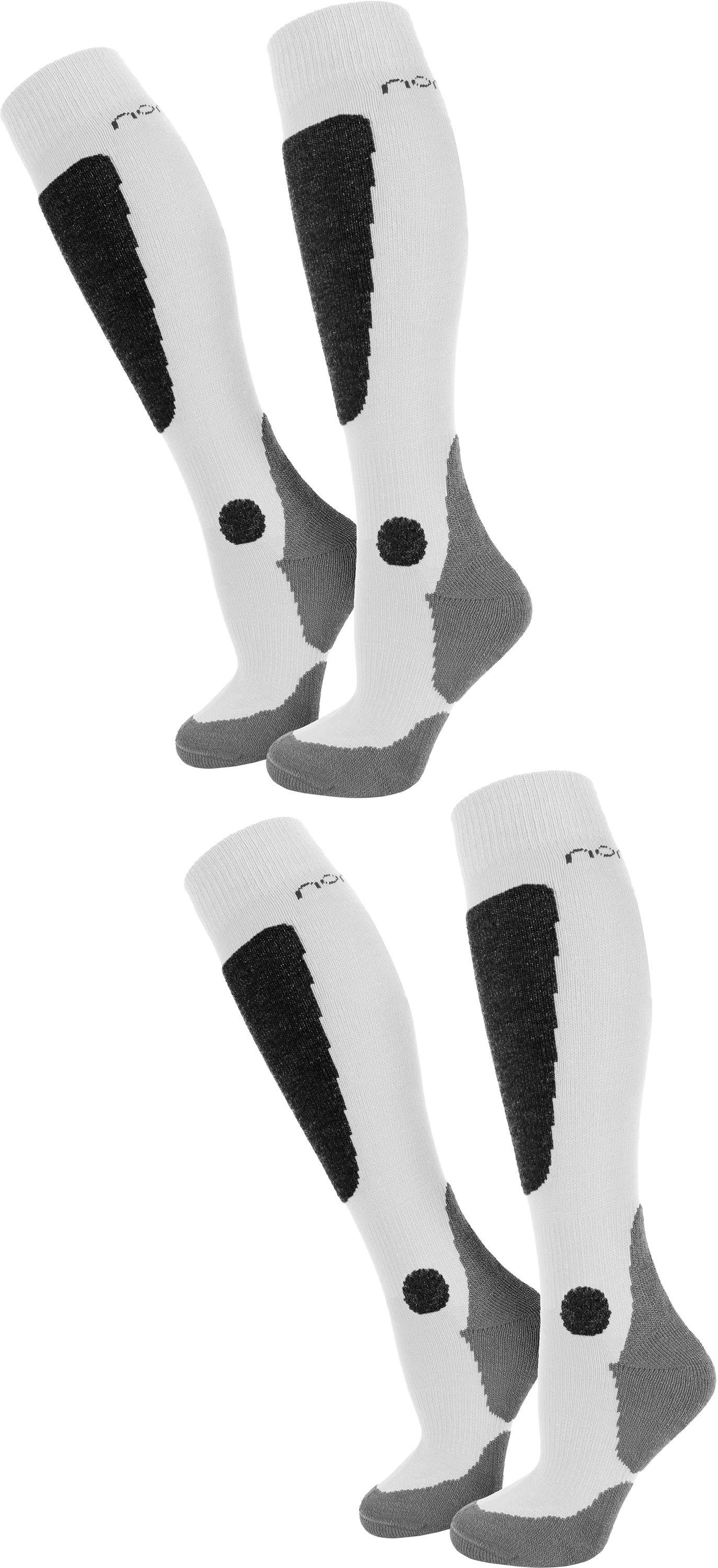 New-Style (2 Schurwolle 2 normani Paar) Ski-Kniestrümpfe Skisocken Paar mit Weiß/Schwarz/Grau