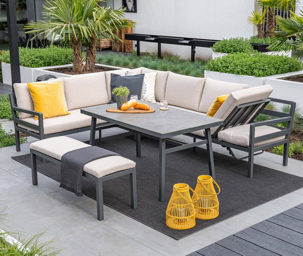 Garden Impressions Gartenlounge-Set Corsica Premium Aluminium Dining Eckloungeset Gartenmöbelset 4-tlg., (4-tlg)