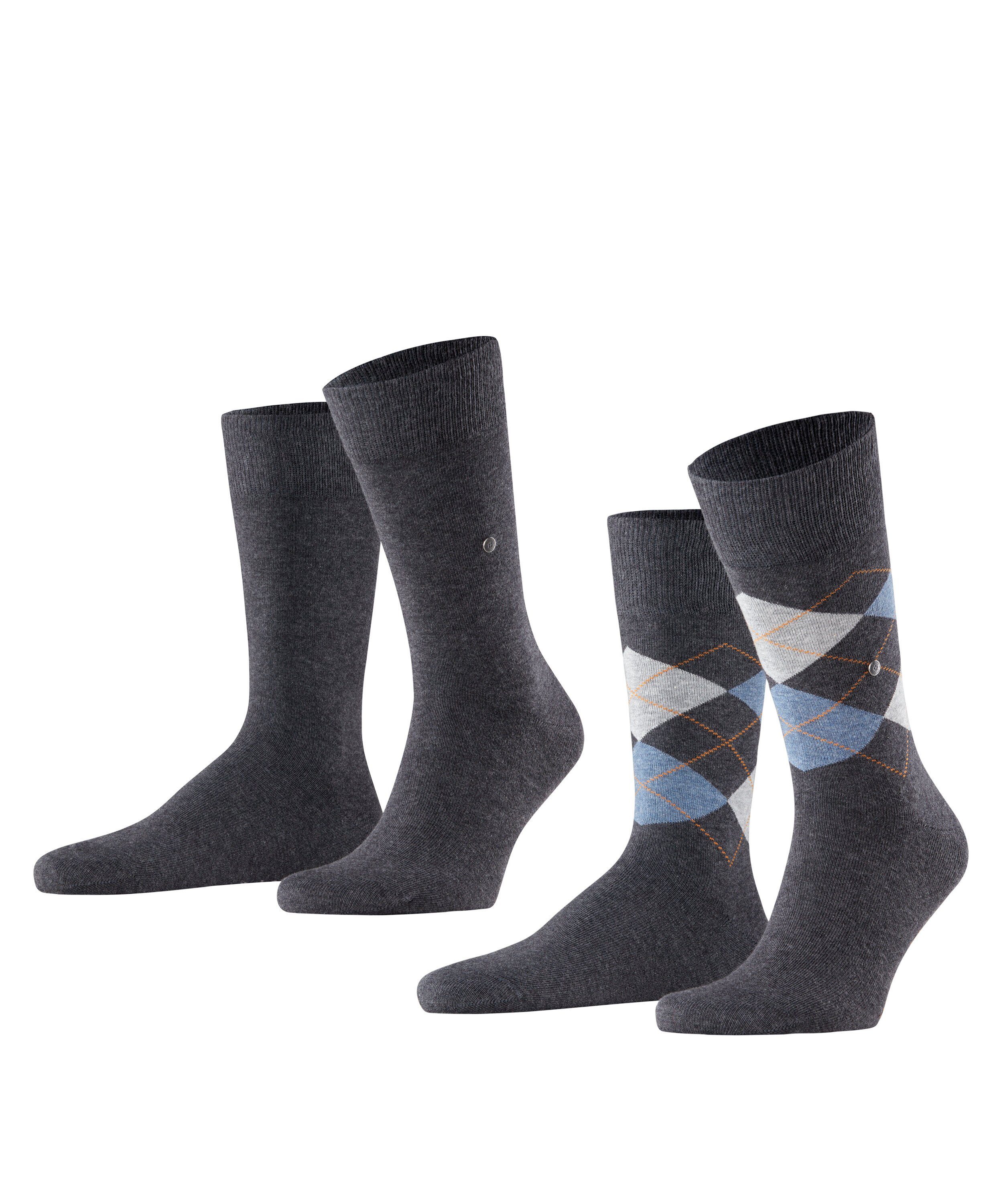 Burlington Argyle Mix Everyday Socken (2-Paar) 2-Pack anthra.mel (3081)