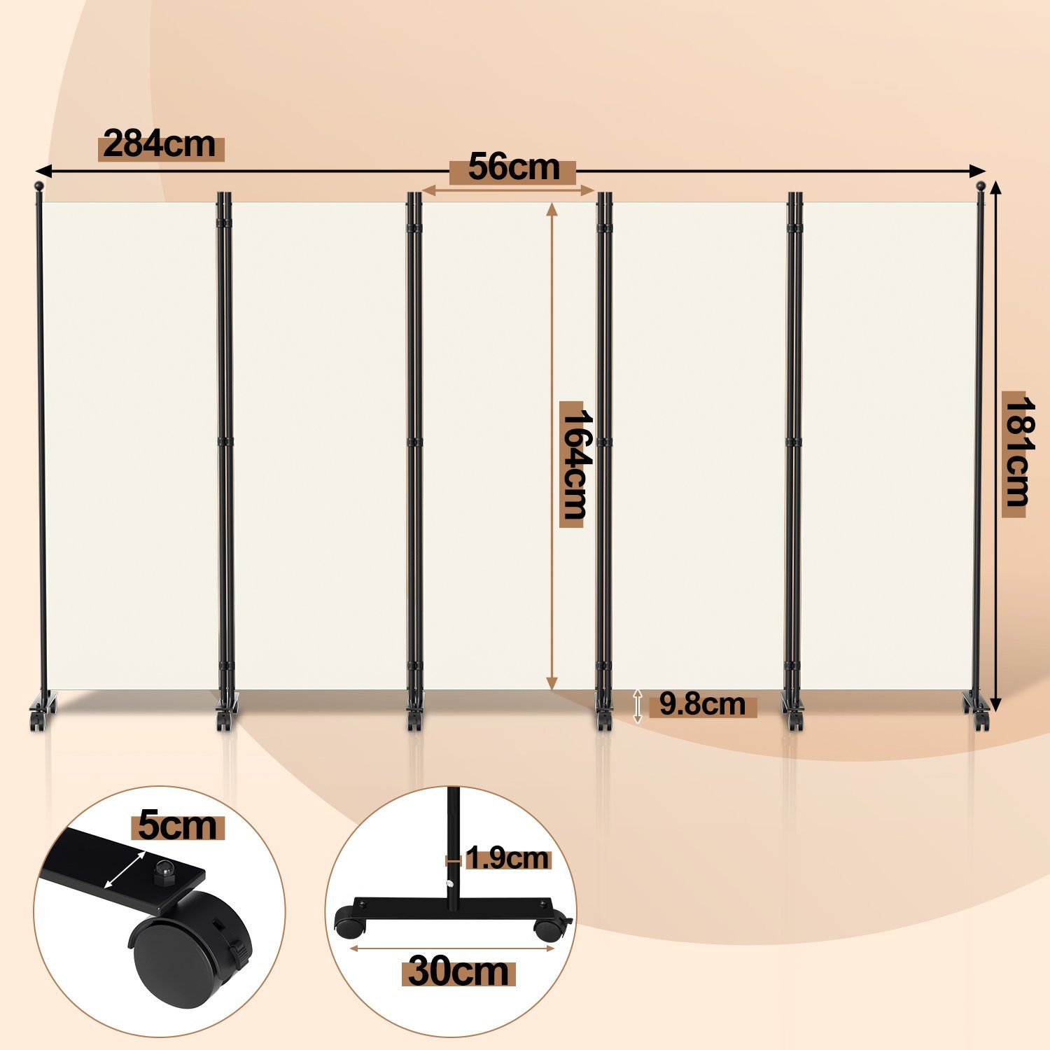 Clanmacy Paravent Raumtrenner mit Rollen Klappbar Garten Sichtschutz Spanis günstig online kaufen