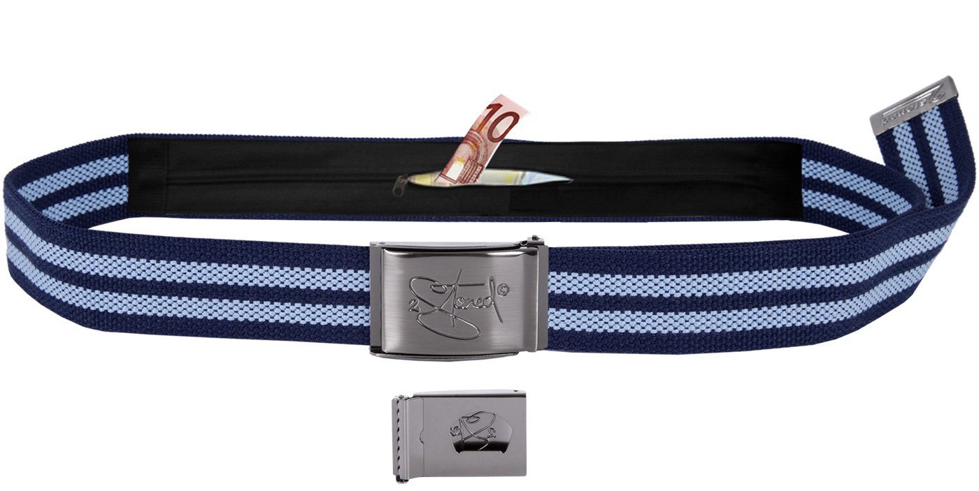 2Stoned Tresorgürtel Geldgürtel Unisex, matte Schnalle Classic, 4 cm breit, 120 cm lang Geldfach mit Reißverschluss auf der Innenseite