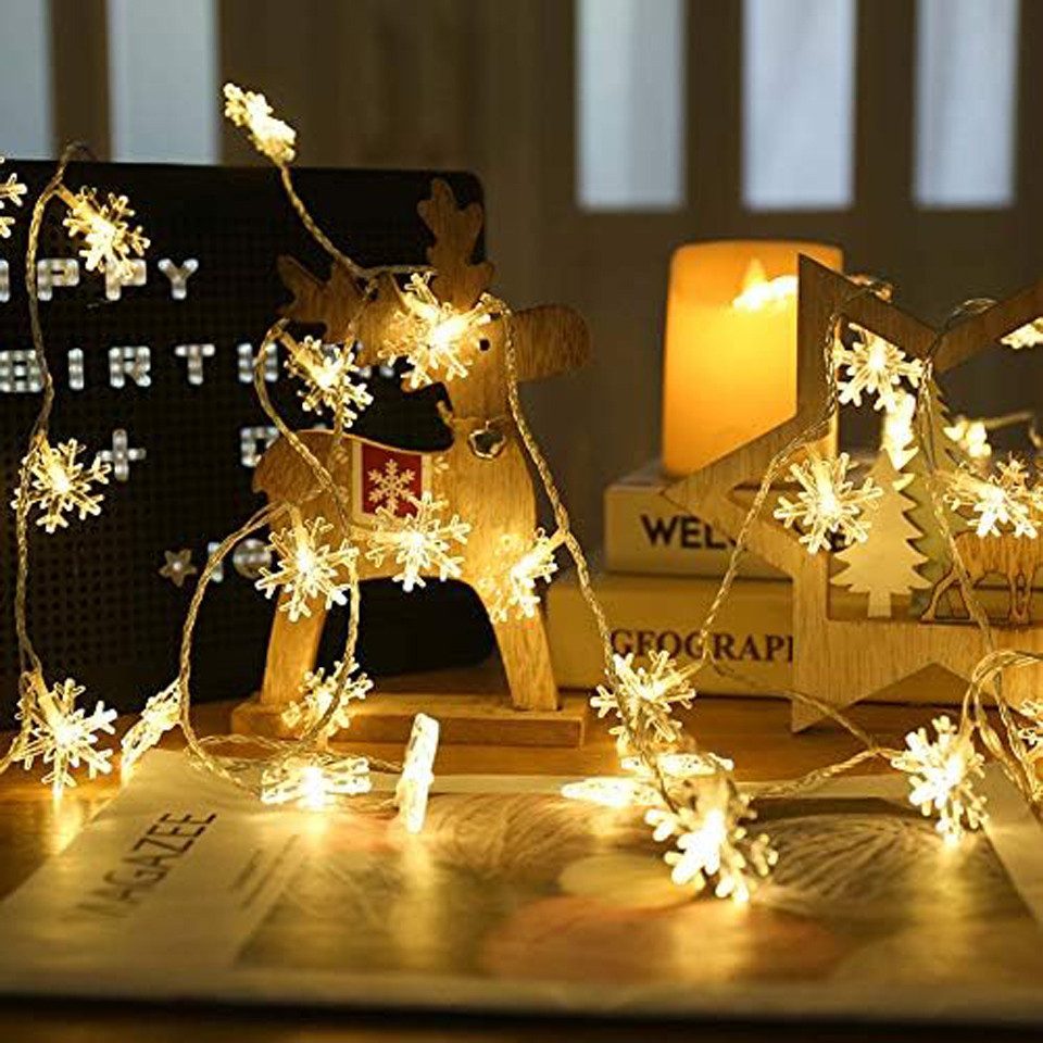 Bomiclss LED-Lichterkette 6M Schneeflocke Party Weihnachts Beleuchtung, für Weihnachtsbaum, 40-flammig, Wasserdicht – Bild 5 von 5