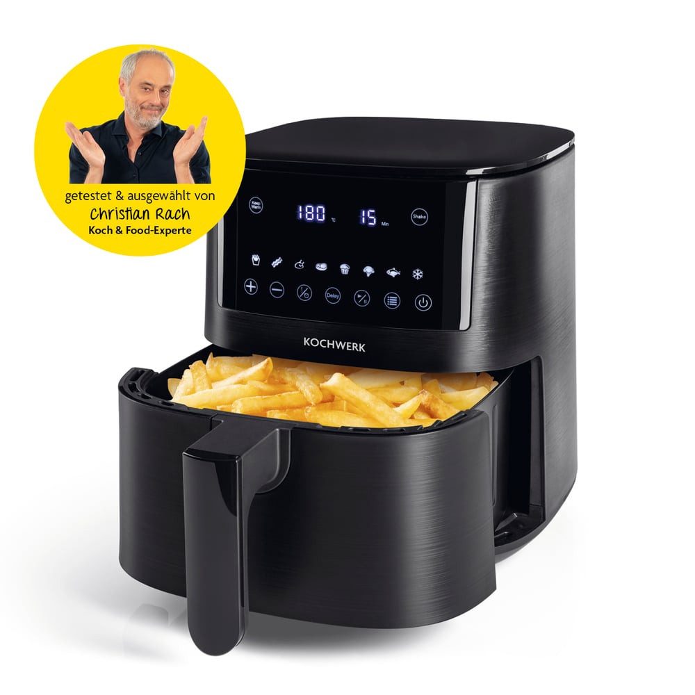 Rachs KOCHWERK Heißluftfritteuse digital 4,2L 8 verschiedene Programme, 1400 W, leichte Reinigung, Warmhaltefunktion & Vorprogrammierung
